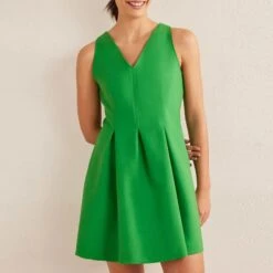 Boden Green V-Neck Skater Mini Dress