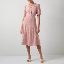 L K Bennett Pink Montana Silk Dress