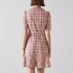 L K Bennett Pink Eliza Check Cotton Dress -Exquisite Clothing 18377769 2