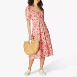 L K Bennett Pink Phelia Floral Cotton Dress