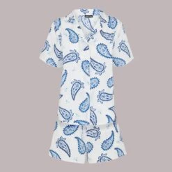 WHISTLES Blue Paisley Print Cotton Pyjamas -Exquisite Clothing 18380696 3
