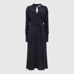 Reiss Navy Cecily Midi Shirt Dress -Exquisite Clothing 18387475 3