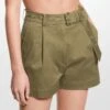 Michael Kors Khaki Cotton Blend Belted Chino Shorts -Exquisite Clothing 18393520 1