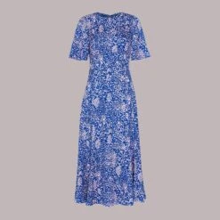 WHISTLES Blue Lively Animal Print Midi Dress -Exquisite Clothing 18400781 4