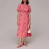 WHISTLES Pink Animal Print Silk Midi Dress -Exquisite Clothing 18400894 1