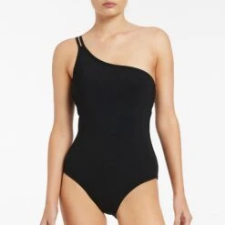 Jets Black One Shoulder One Piece