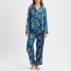 Their Nibs Blue Floral Tiger Print Satin Long Pyjamas -Exquisite Clothing 18425343 1