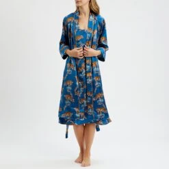Their Nibs Blue Floral Tiger Print Satin Gown -Exquisite Clothing 18425353 4