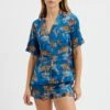 Their Nibs Blue Floral Tiger Print Satin Short Pyjamas