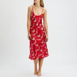 Their Nibs Red Swan Print Satin Slip