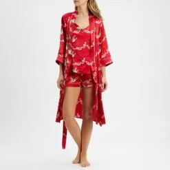 Their Nibs Red Swan Print Satin Gown -Exquisite Clothing 18425368 4