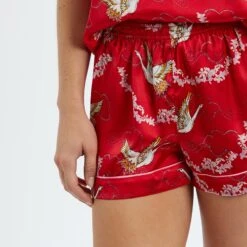 Their Nibs Red Swan Print Satin Cami Short -Exquisite Clothing 18425373 4