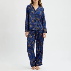 Their Nibs Blue Star Print Satin Long Pyjamas
