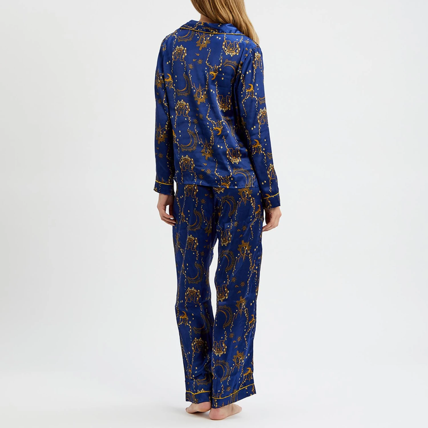 Their Nibs Blue Star Print Satin Long Pyjamas 4 Their Nibs Blue Star Print Satin Long Pyjamas - Image 2