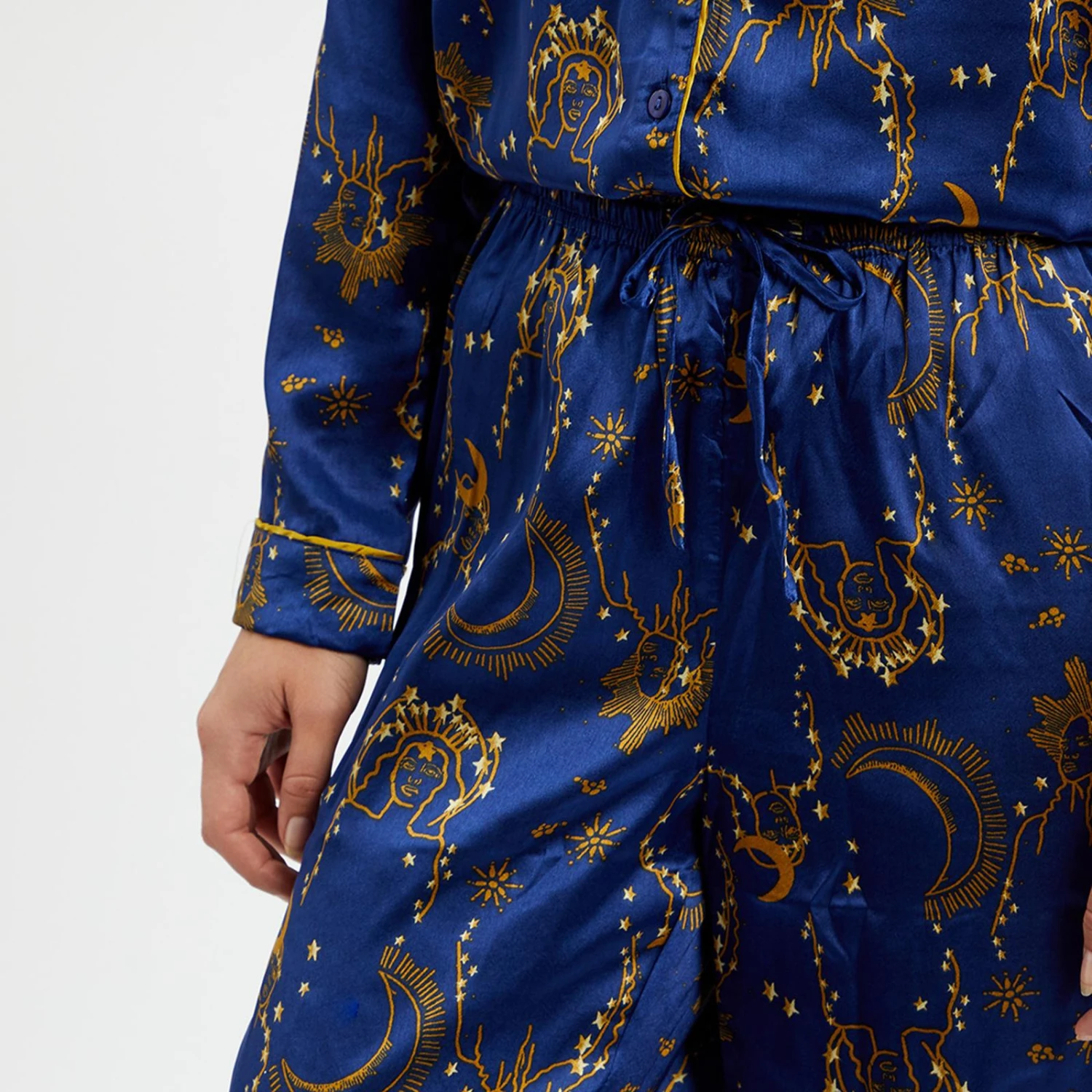 Their Nibs Blue Star Print Satin Long Pyjamas 6 Their Nibs Blue Star Print Satin Long Pyjamas - Image 4