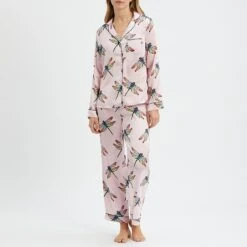 Their Nibs Multi Dragonfly Print Satin Long Pyjamas