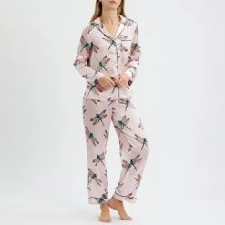 Their Nibs Multi Dragonfly Print Satin Long Pyjamas -Exquisite Clothing 18425403 4