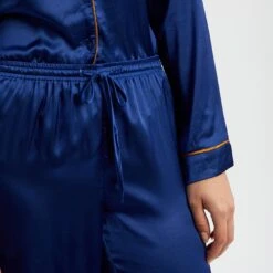 Their Nibs Navy Plain Long Satin Pyjamas -Exquisite Clothing 18425408 4