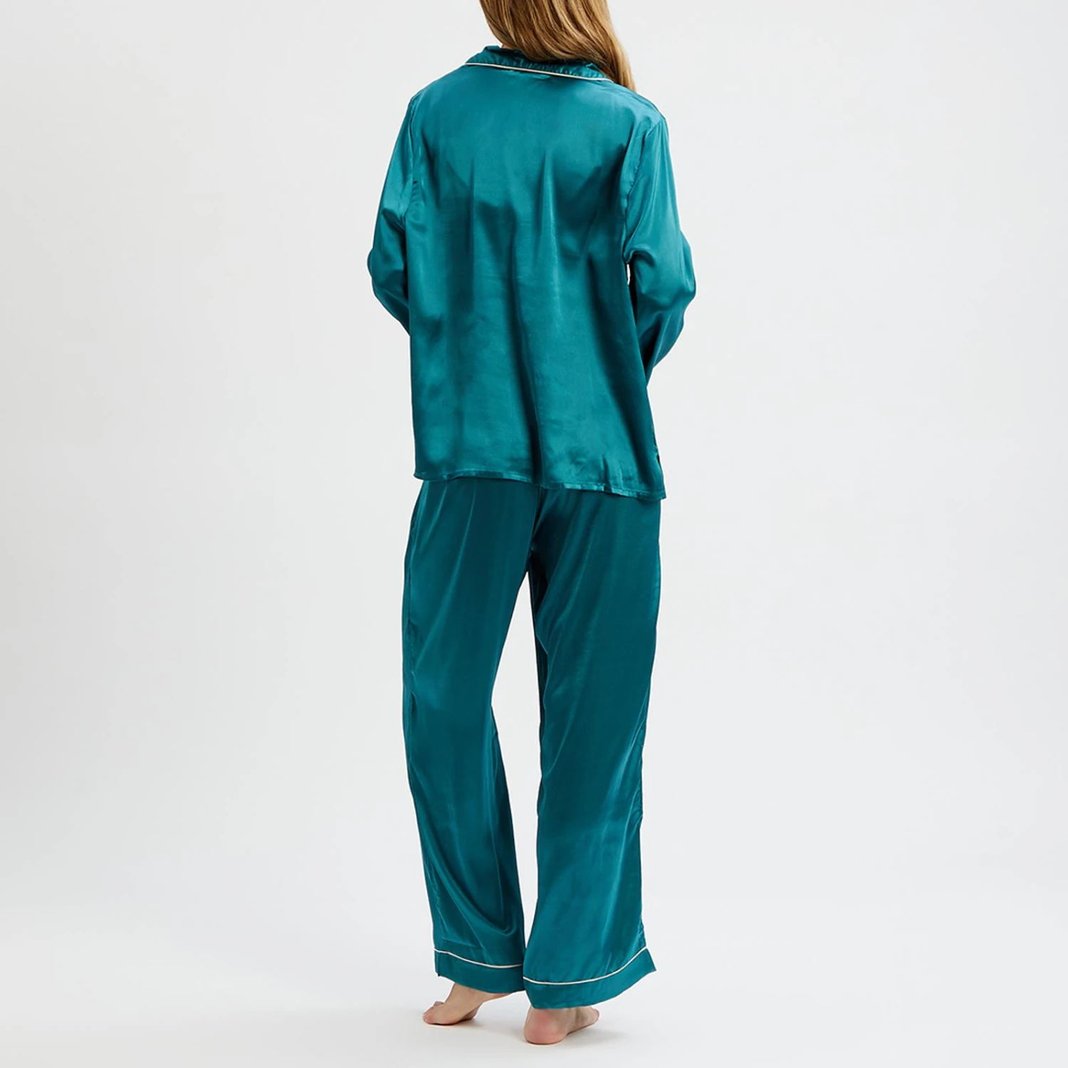 Their Nibs Blue Plain Long Satin Pyjamas 4 Their Nibs Blue Plain Long Satin Pyjamas - Image 2