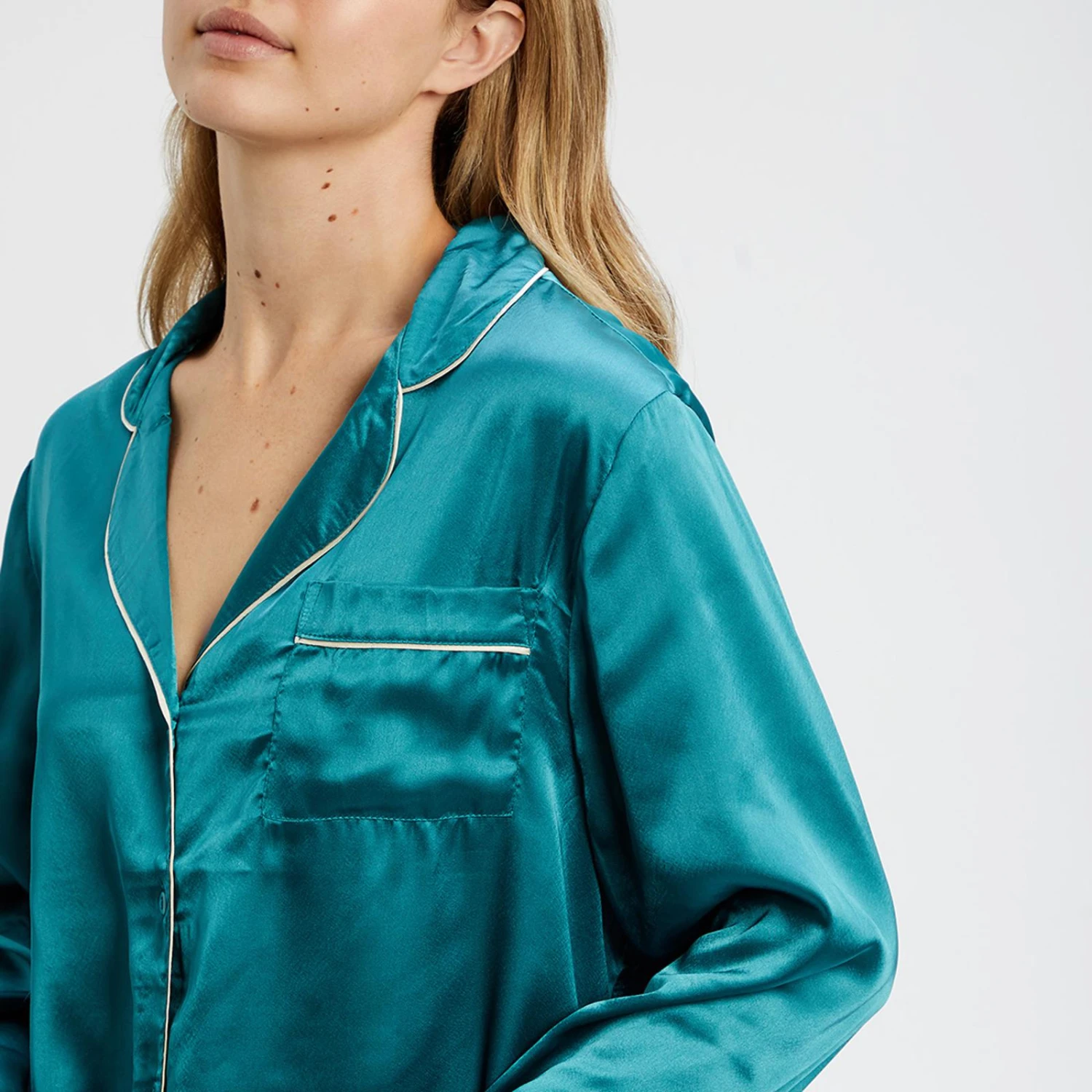 Their Nibs Blue Plain Long Satin Pyjamas 5 Their Nibs Blue Plain Long Satin Pyjamas - Image 3