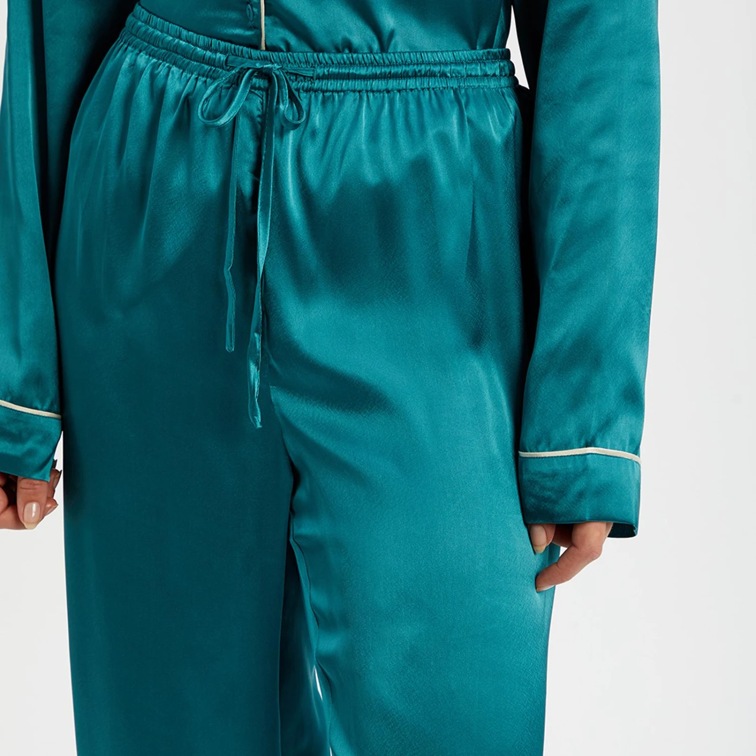 Their Nibs Blue Plain Long Satin Pyjamas 6 Their Nibs Blue Plain Long Satin Pyjamas - Image 4