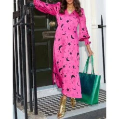 Scamp & Dude Pink Moon Printed Midi Dress