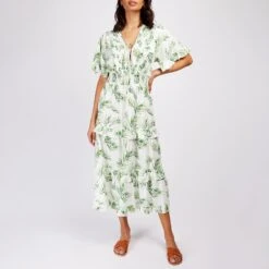 Somerset By Alice Temperley Palm Print Frill Edge Dress