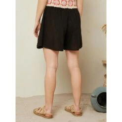 LE MONDE DU LIN Black Linen Relaxed Fit Shorts -Exquisite Clothing 18441472 3