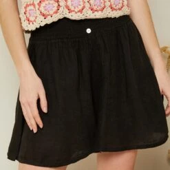 LE MONDE DU LIN Black Linen Relaxed Fit Shorts -Exquisite Clothing 18441472 4