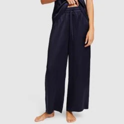 Ginia Navy Midnight Silk Isla Pants