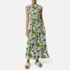 Jigsaw Green Pansy Printed Cowl Neck Dress -Exquisite Clothing 18444703 1