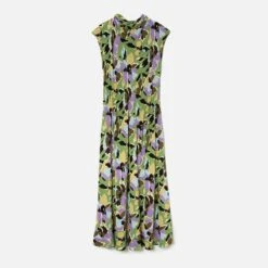 Jigsaw Green Pansy Printed Cowl Neck Dress -Exquisite Clothing 18444703 3