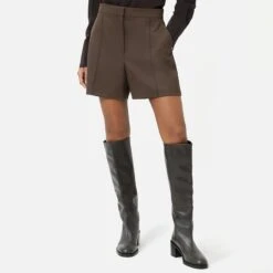 Jigsaw Coffee Tailored Wool Blend Shorts