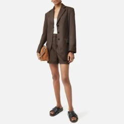 Jigsaw Coffee Tailored Wool Blend Shorts -Exquisite Clothing 18444869 3