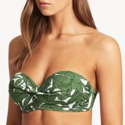 Sea Level Olive Retreat Twist Front Bandeau 8 Sea Level Olive Retreat Twist Front Bandeau -Exquisite Clothing 18445386 3