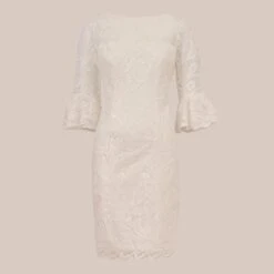 Adrianna Papell Ivory Ribbon Embroidery Sheath Dress -Exquisite Clothing 18450325 3