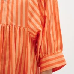 Inwear Orange Stripe Deix Cotton Dress -Exquisite Clothing 18452996 4