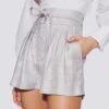 IRO Grey Lafa Belted Linen Blend Short -Exquisite Clothing 18454697 1