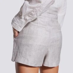 IRO Grey Lafa Belted Linen Blend Short -Exquisite Clothing 18454697 2