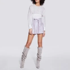 IRO Lilac Lafa Belted Linen Blend Short -Exquisite Clothing 18454717 3