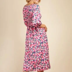 Little Mistress Pink Floral Print Midi Smock Dress -Exquisite Clothing 18460741 2