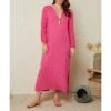 LE MONDE DU LIN Pink Linen Broaderie Sleeve Maxi Dress -Exquisite Clothing 18469668 1