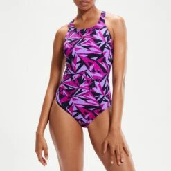 Speedo Navy Speedo Womens Hyperboom Allover Medalist Swimsuit