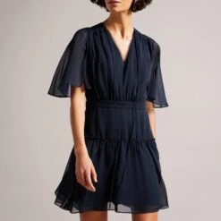 Ted Baker Navy Giggie Fit And Flare Mini Dress