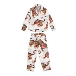 Desmond & Dempsey Cream Womens Rayas Long Pyjama Set