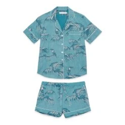 Desmond & Dempsey Blue Bocas Womens Short Pyjama Set