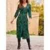 SOSANDAR Black & Green Animal Print Midi Dress -Exquisite Clothing 18507207 1