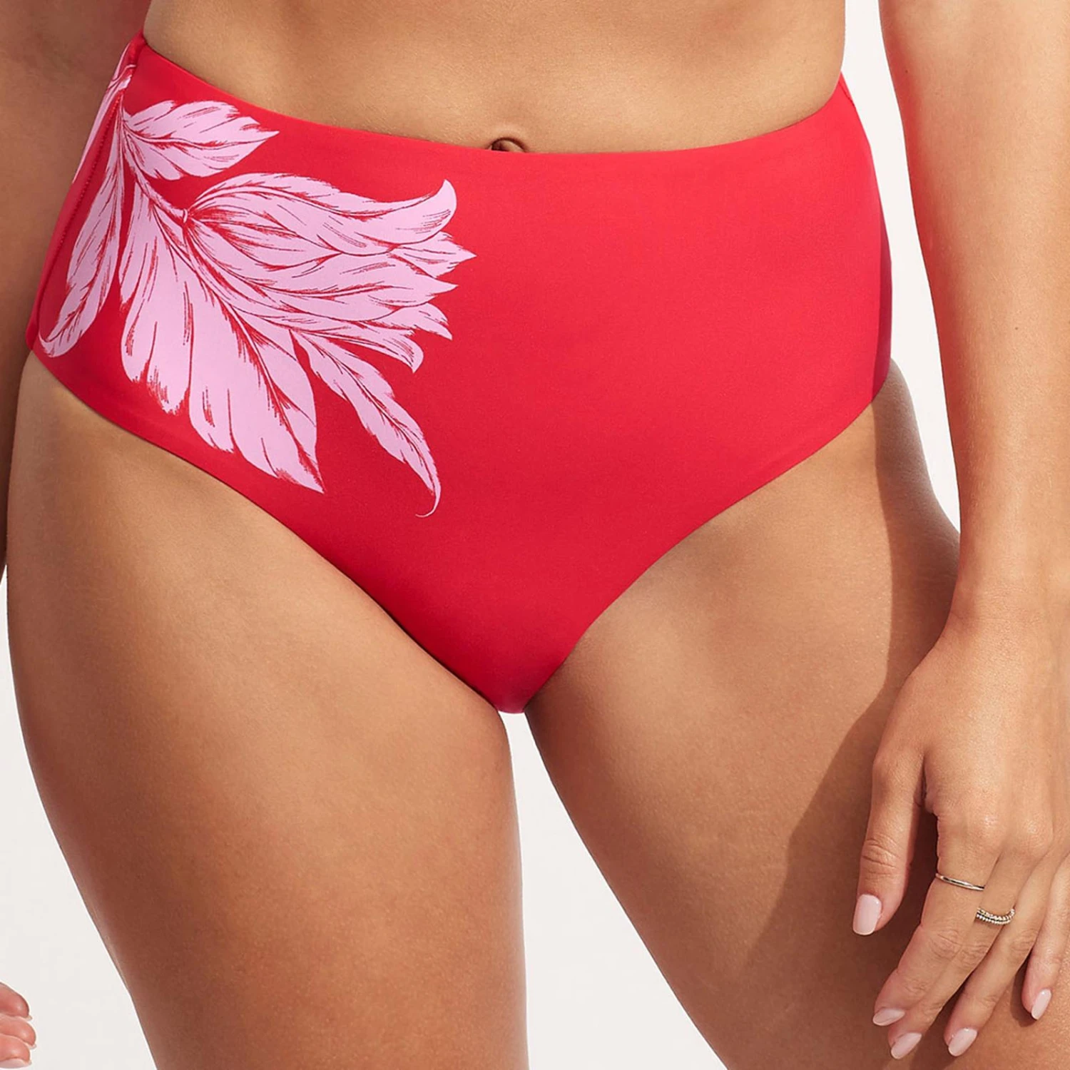 Seafolly Red Fleur De Bloom High Waisted Pant 3 Seafolly Red Fleur De Bloom High Waisted Pant
