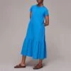 WHISTLES Blue Tiered Jersey Cotton Midi Dress -Exquisite Clothing 18516016 1