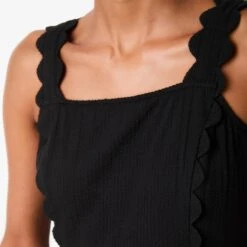 Wyse Black Beatrice Scallop Cotton Sundress -Exquisite Clothing 18524396 3